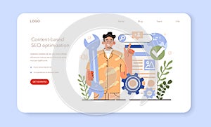 Blog content-based SEO optimization. Idea of search engine optimization