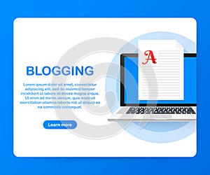 Blog content, Blogging, post Concept for web page, banner, presentation, social media, documents. Vector illustration.