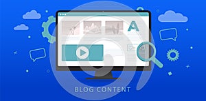 Blog Content, digital blogging post, data marketing concept. Content writing for online blog web page