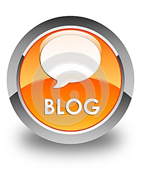 Blog (conversation icon) glossy orange round button