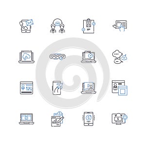 Blog entries line icons collection. Reflections, Insights, Musings, Perspectives, Observations, Recollections