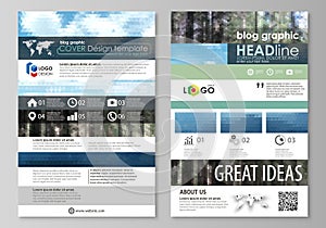 Blog graphic templates. Page website design template, abstract vector layout. Colorful background made of triangular or