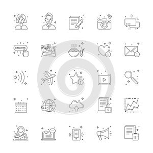 Blog icon set. Clean and simple outline design.