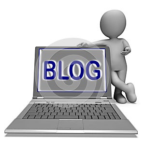 Blog Laptop Shows Blogging Or Weblog Internet Website