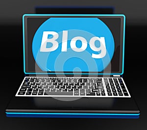 Blog On Laptop Shows Web Blogging Or Weblog Website