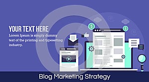 Blog marketing strategy - flat design web banner photo