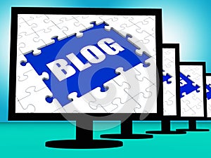 Blog On Monitors Shows Blogging Blogger