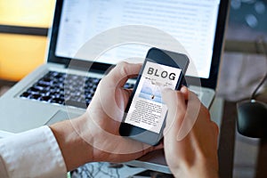 Blog, person reading blogger article online