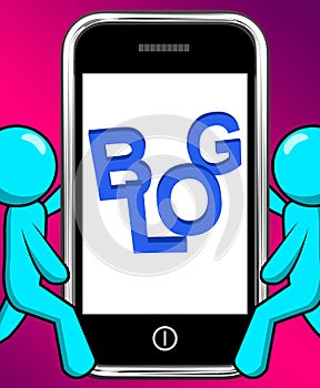 Blog On Phone Displays Blogging Or Weblog Websites photo