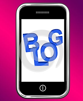 Blog On Phone Shows Blogging Or Weblog Websites photo