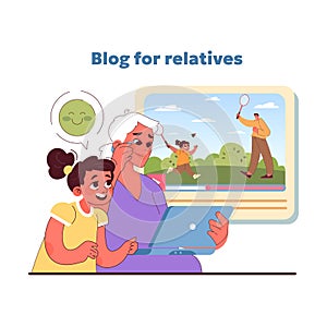 Blog for relatives concept. Vector