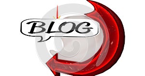 Blog speech bubble over white background, internet, social media, and blogging concept