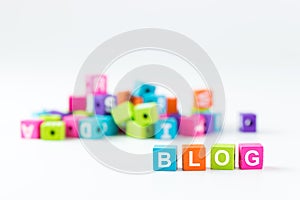 Blog word spelled with wooden blocks