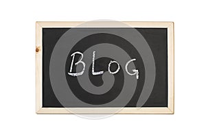 Blog word write in chalk on a blackboard