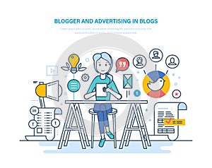 Blogger, advertising in blogs. Work in social networks. Media content.