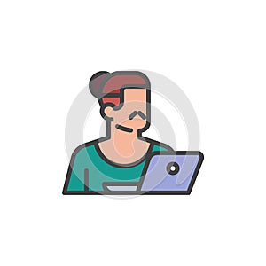 Blogger avatar filled outline icon