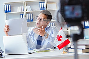 The blogger doing webcast on canadian immigration to canada