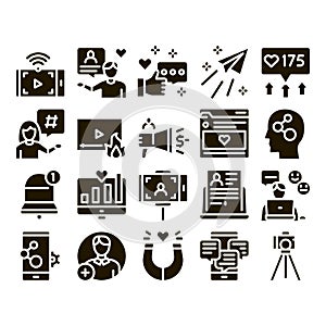 Blogger Internet Social Channel Icons Set Vector