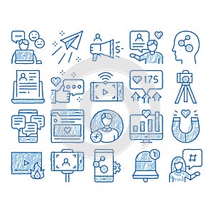 Blogger Internet Social Channel Icons Set Vector