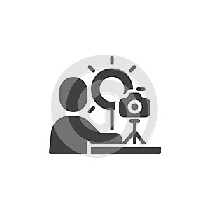 Blogger recording video vector icon