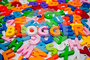 blogger  written with alphabet blocks