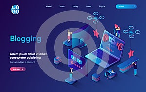 Blogging concept isometric landing page