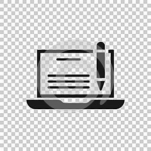Blogging icon in flat style. Social media communication vector illustration on white isolated background. Content business concept