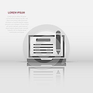 Blogging icon in flat style. Social media communication vector illustration on white isolated background. Content business concept
