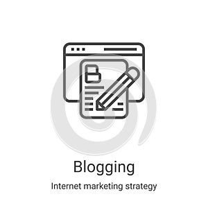 blogging icon vector from internet marketing strategy collection. Thin line blogging outline icon vector illustration. Linear