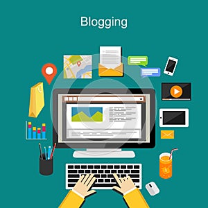 Blogging illustration concept. Internet Content.