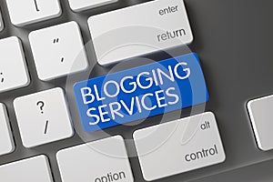 Blogging Services - Blue Button. 3D.
