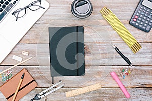 Blogging or writing concept flat lay with pen and paper