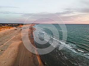 Blokhus Beach, Denmark during sunset.