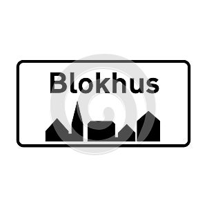 Blokhus city road sign in Denmark