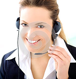 Blond assistant with headset