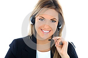 Blond assistant operator smiling