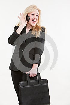 Blond attractive caucasian businesswoman