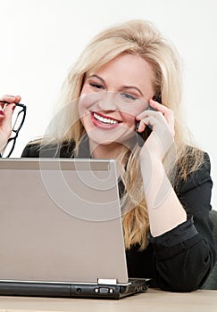 Blond attractive caucasian businesswoman