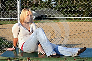 Blond At Baseball Field 2