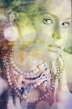 Blond beauty in pearls