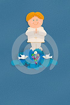 Blond boy first communion reminder