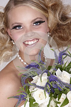 Blond bride with thick lashes