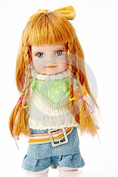 Blond doll on white