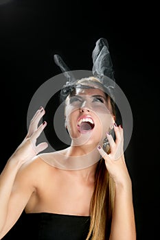 Blond fashion woman with scream shout