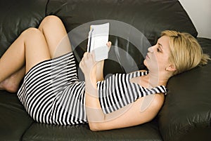 Blond girl with book