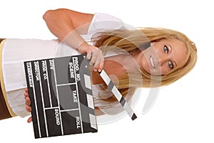 Blond Girl With Cinema Clapboard