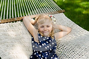 Blond girl in hammock