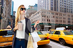 Blond girl shopaholic in Manhattan New York photo