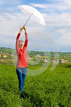 Blond Girl With Umbrella