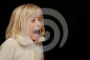 Blond girl yelling